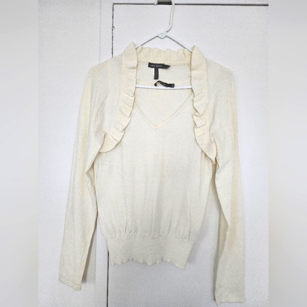 White Ruffled Sweater Set
